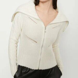Bailey 44 Annika Cream Zip Up Cowl Neck Sweater Top size small chic